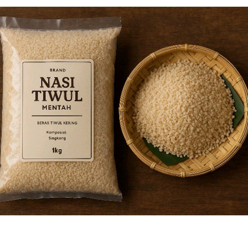 

Nasi Tiwul / Nasi Singkong 1kg warna agak coklat pulen asli Gunung Wilis Murni Bersih Berkualitas