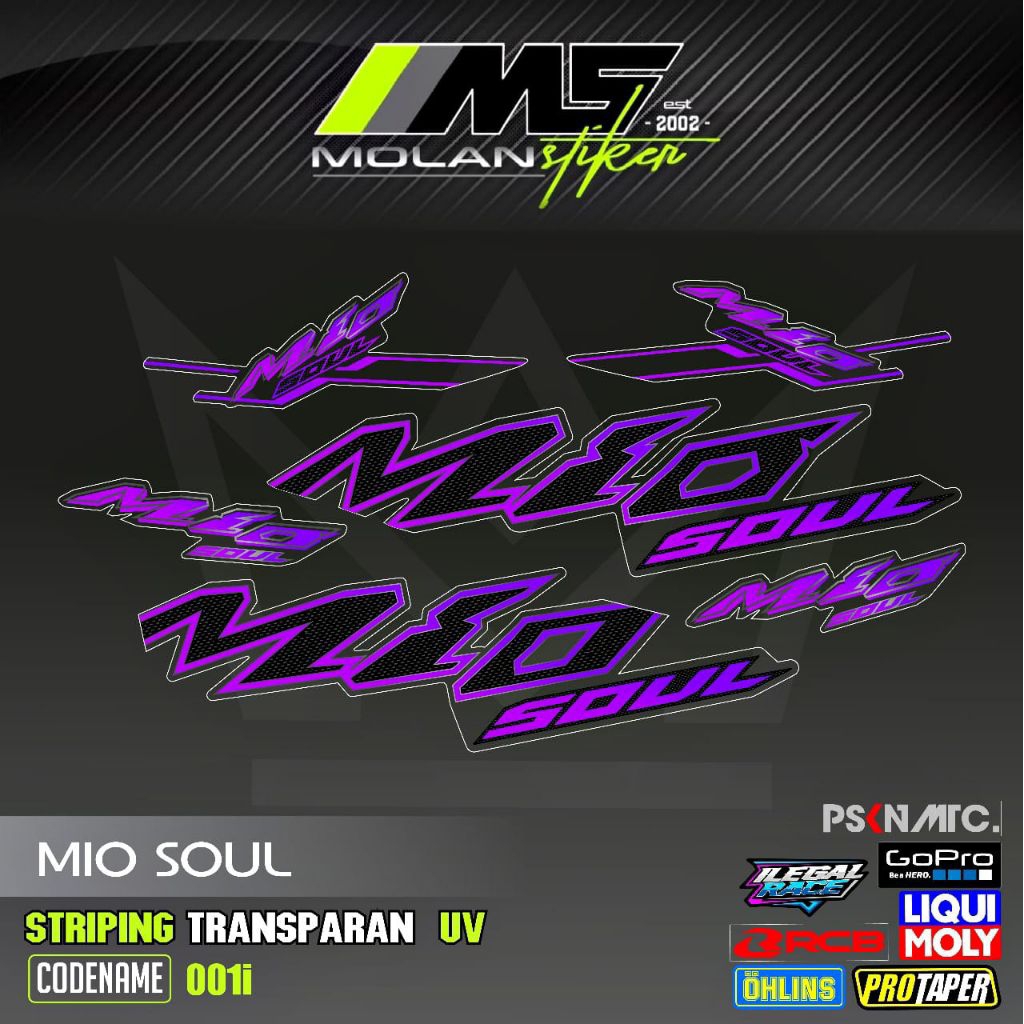 Decal Sticker Striping Variasi Transparan Uv Mio Soul Karbu 2006-2012 Mio Soul 115 Mio Soul Lama/Old