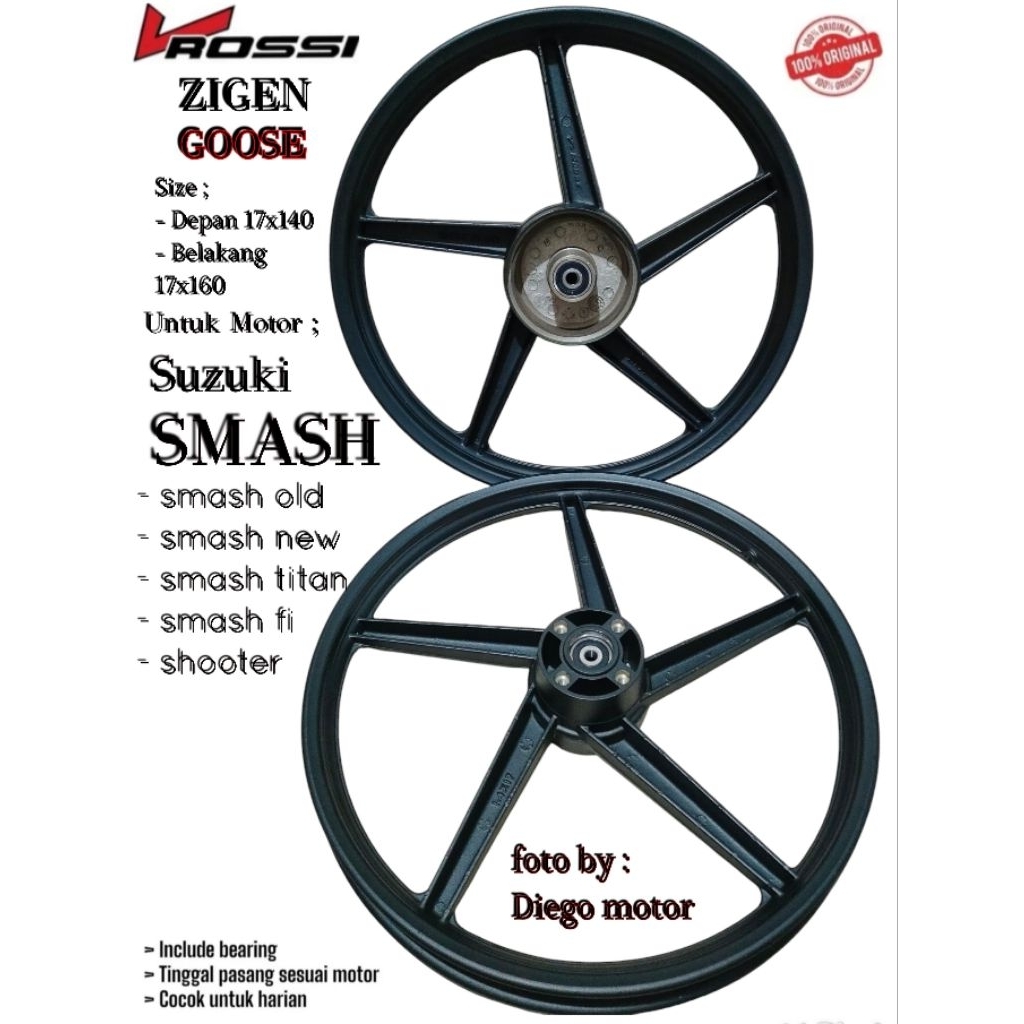 Velg Suzuki Smash - Shogun110 - Shogun125 HARGA SEPASANG/velg racing vrossi Suzuki smash old,smash n