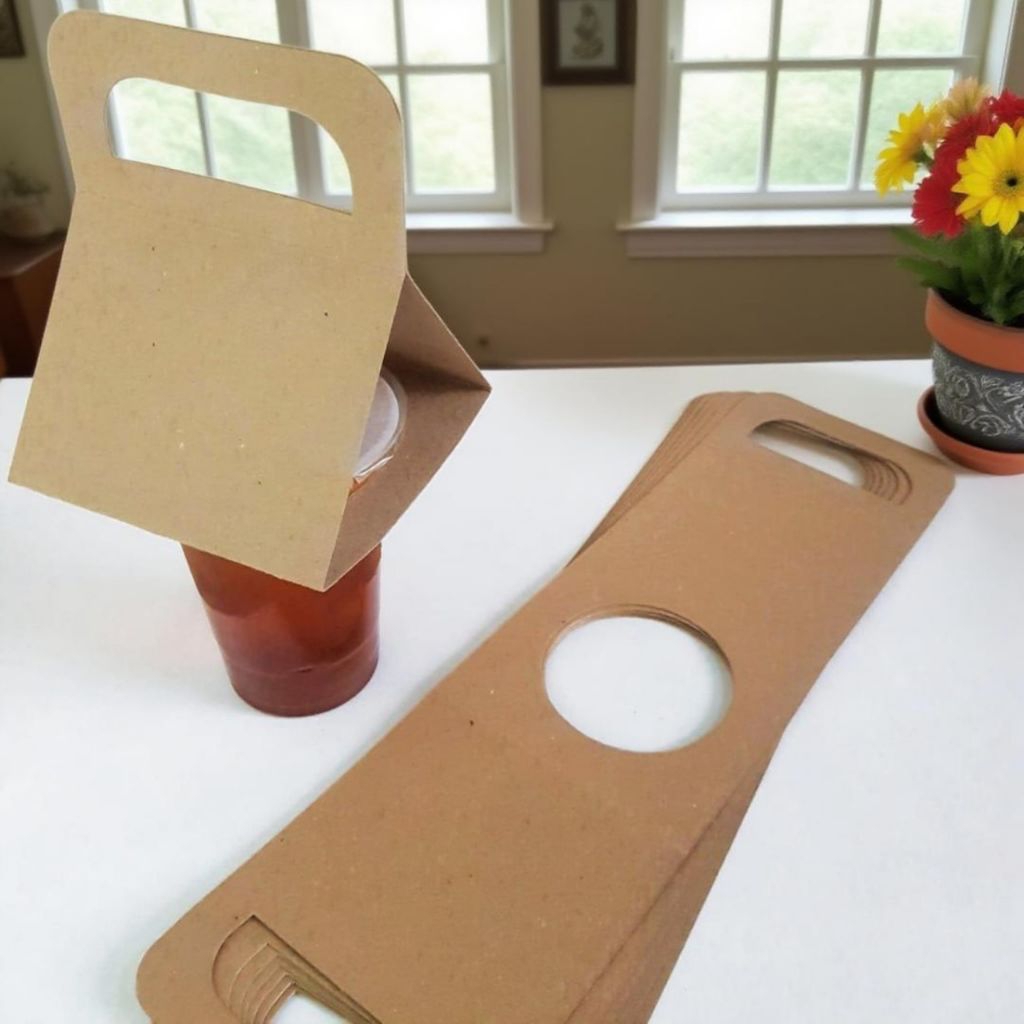 Paper Cup Take Away Single Cup Holder Holder Kraft Drink Carrier Kertas Craft / Coklat