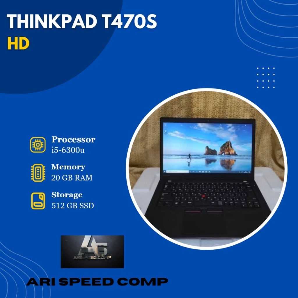 THINKPAD T470S i5-6300u/RAM 20GB/SSD 1TB NVME/HD/THUNDERBOLT