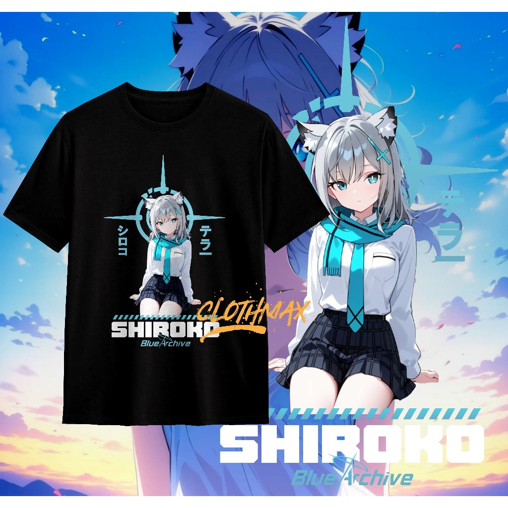 Kaos Tshirt Anime Shiroko Blue Archive - Shiroko Terror - Hina - Kokuriko - Arona Baju Murah Lembut