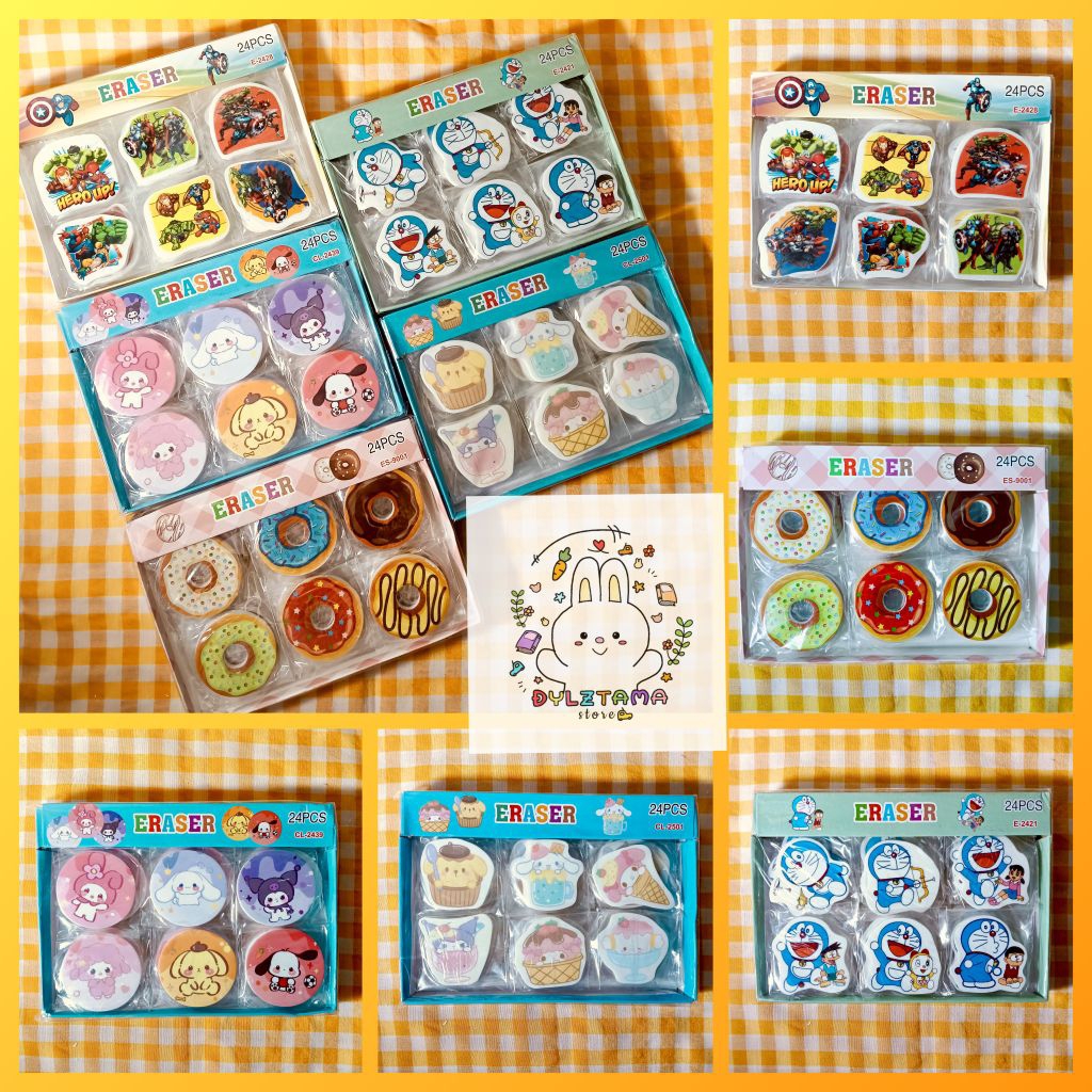 

(1Set 6Pcs) Penghapus karakter penghapus pensil setip karakter setip anak