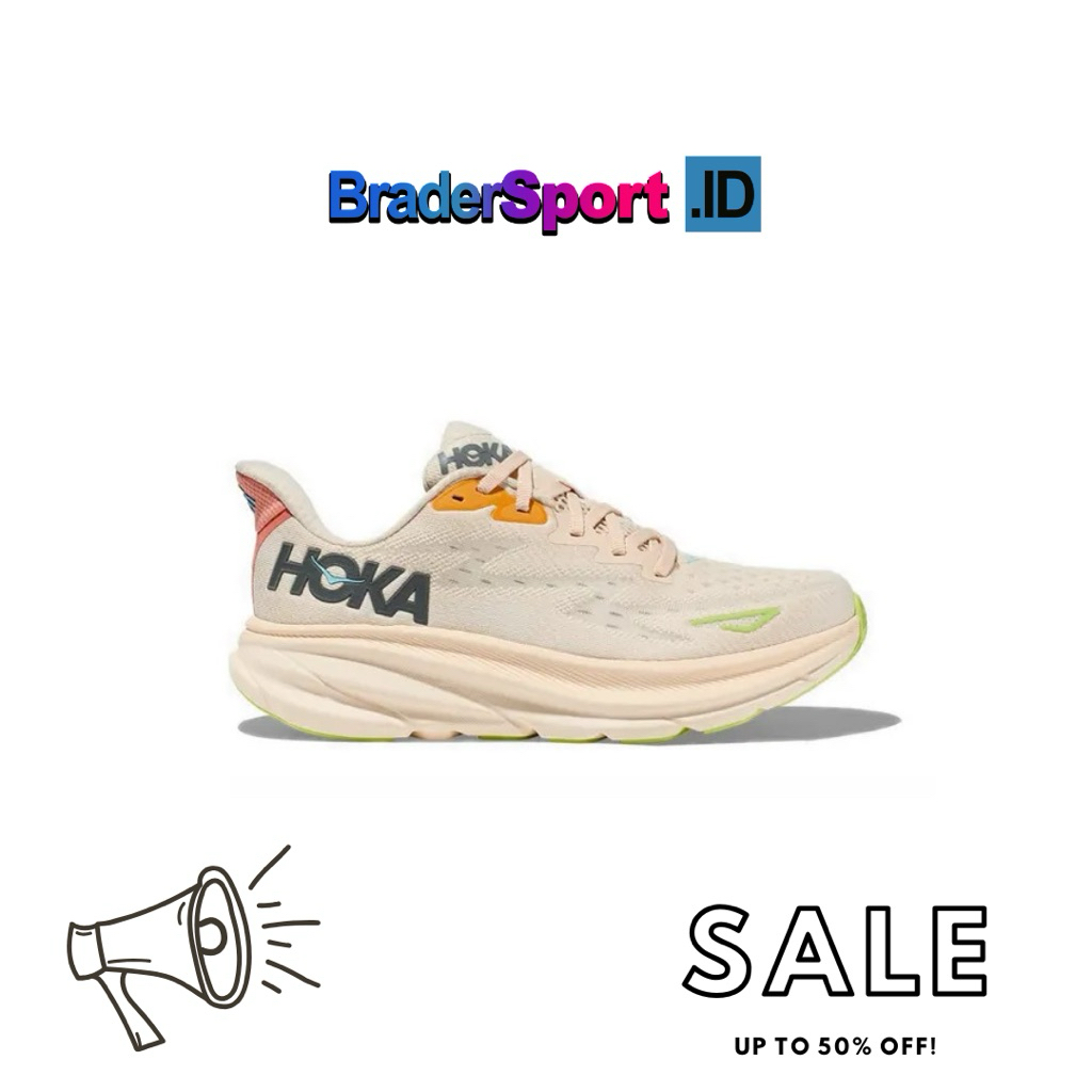 Sepatu Running Hoka Clifton 9 Women’s Vanilla BNIB 100% Original
