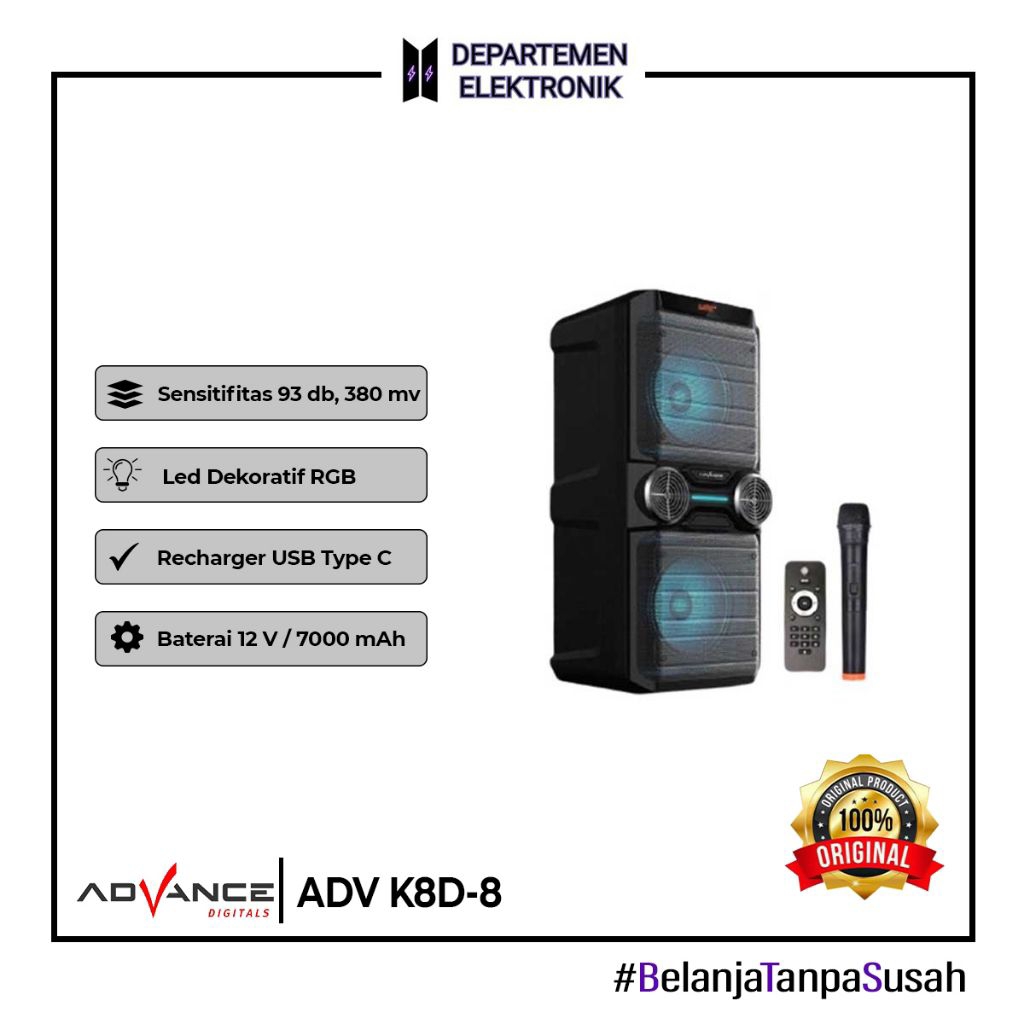 SPEAKER ADVANCE K8D-B SPEAKER PORTABLE 8"