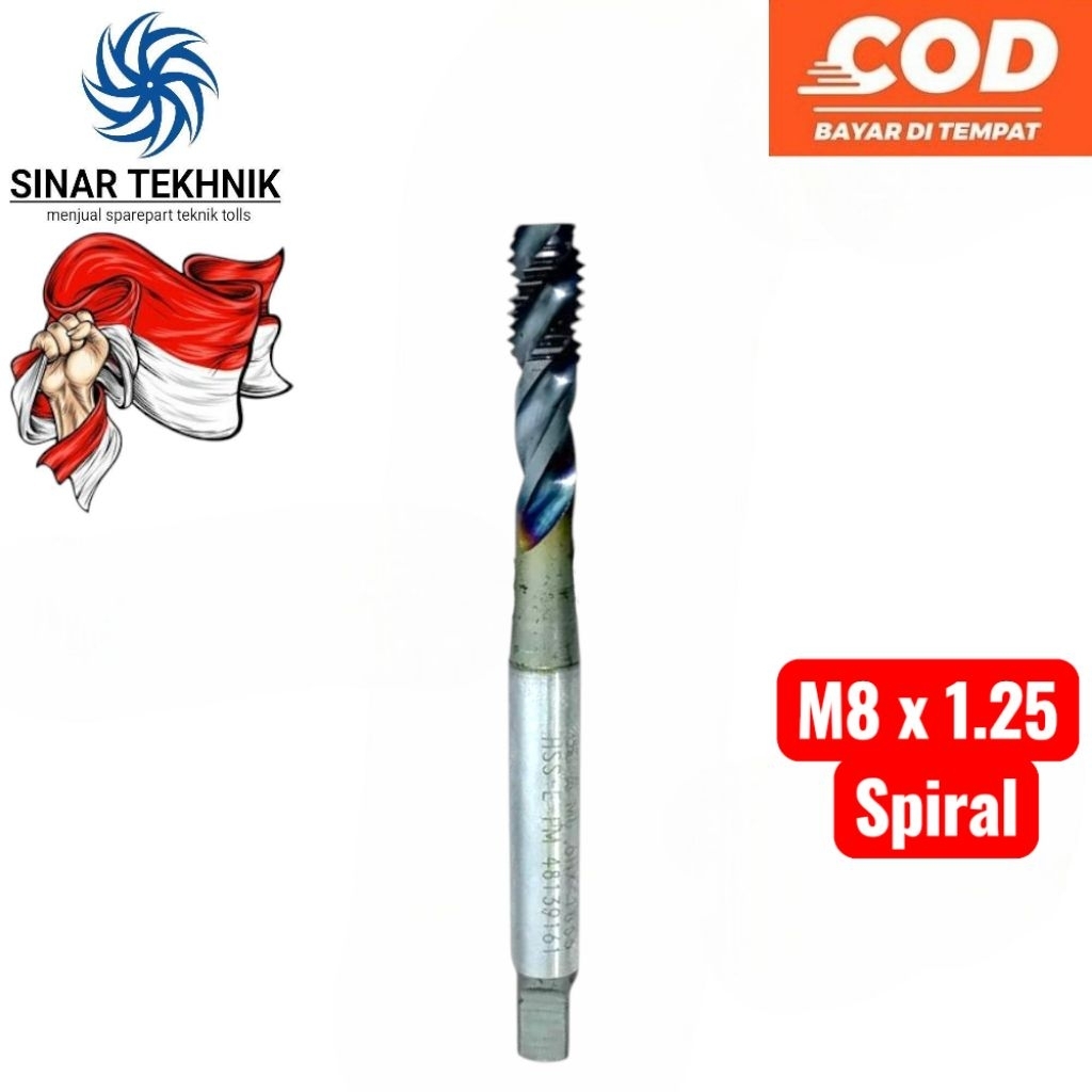 Tap M8 x 1.25 Spiral Tap Drat Baut 12 YG Bukan Yamawa