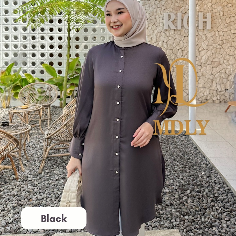 MDLY Baju kemeja atasan wanita muslim/Tunic Polos Premium/Tunik Panjang Casual/Alika Tunic by Mdly