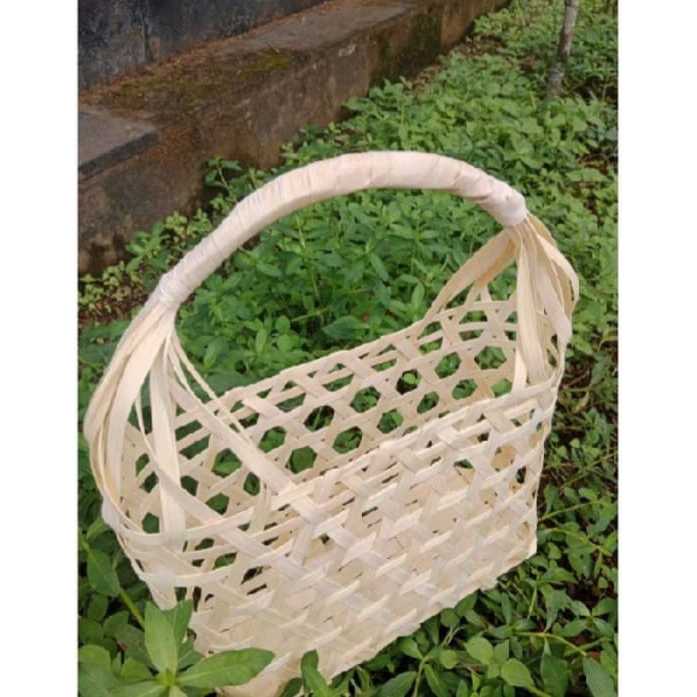 Tas keranjang kue kering anyaman bambu, tas hampers bingkisan bambu, keranjang rotan