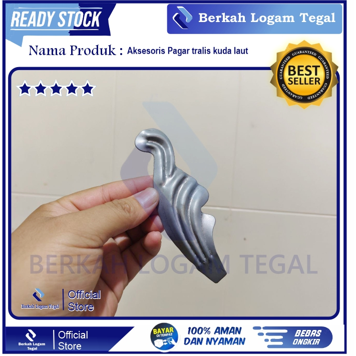 Daun kuda laut besi plat aksesoris ornamen pintu pagar tralis