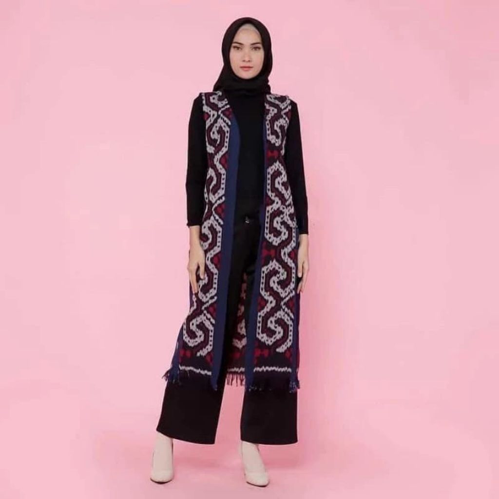 cardigan tenun ,outer tenun panjang,atasan wanita tenun etnic