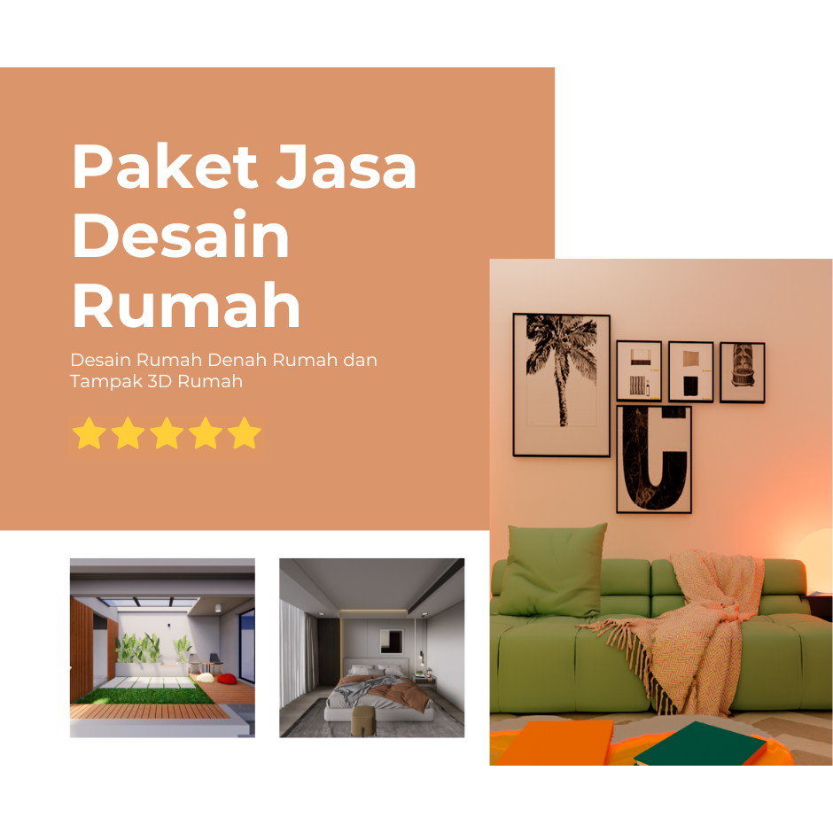 Paket Jasa Desain Rumah Denah Rumah dan Tampak 3D Rumah