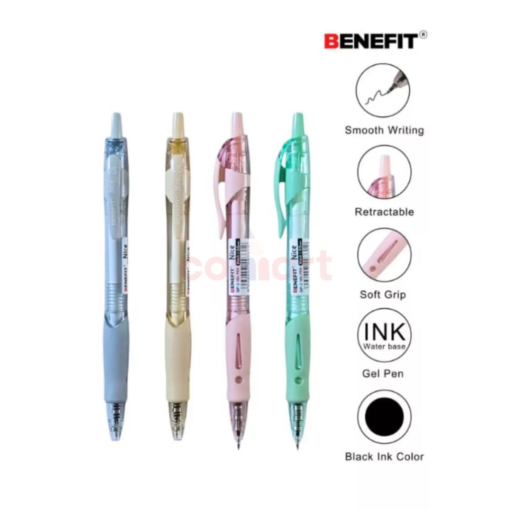 

1 Pcs Benefit Gel Ink Pen / Pulpen Gel Cetit Nice GP-2 Semi Needle Tip 0.5mm Tinta Hitam Minimalis Macaron Pastel Penulisan Halus Nyaman Digenggam