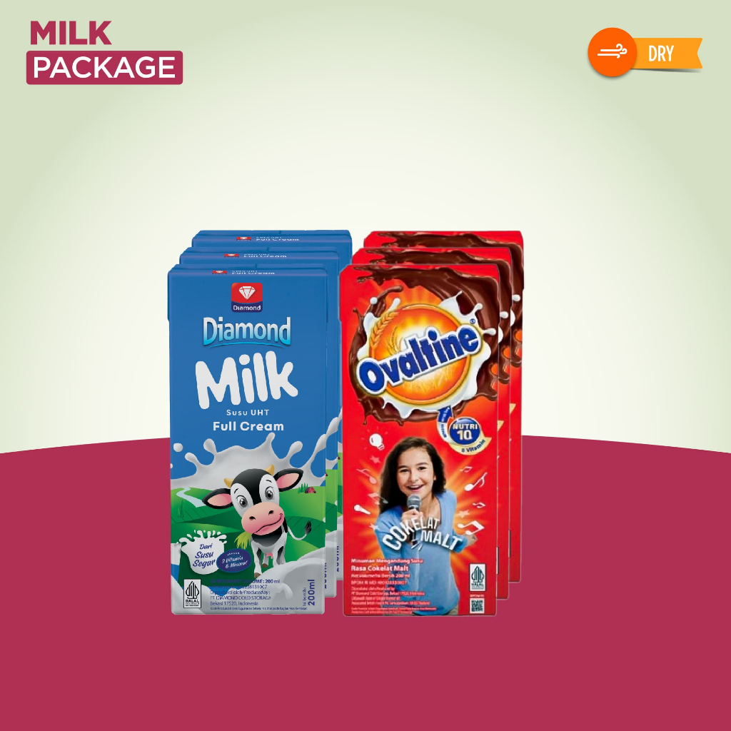 

PROMO SUSU UHT 200 ML (DIAMOND UHT FULL CREAM 3 pcs & OVALTINE 3 pcs)