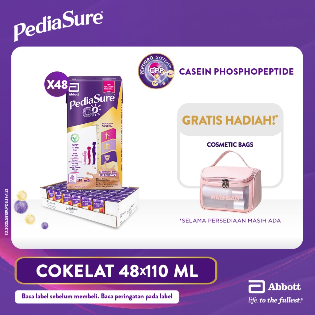 

PediaSure Go Cokelat (1-10th) - Nutrisi UHT - 48x110ml - FREE GIFT