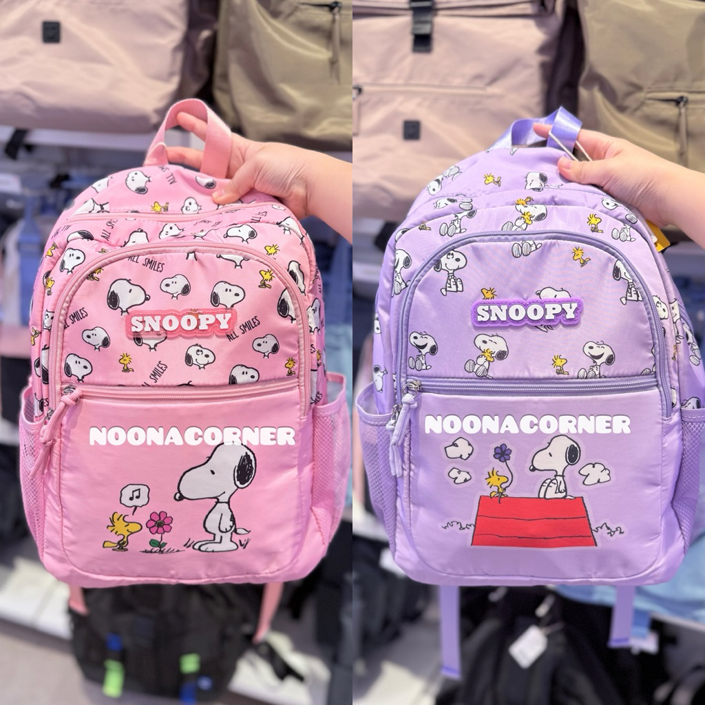 Miniso x Peanuts ‼️ Ransel Anak / Backpack Students Snoopy Collections (28x12x38cm) Pink / Purple