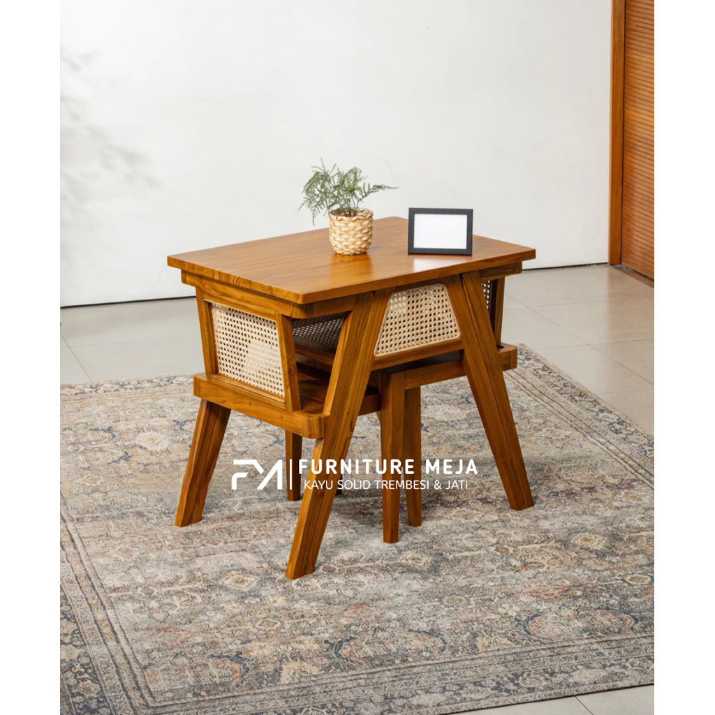 Set Kursi Cafe Minimalis Modern Terbaru Kursi Cafe Kayu Jati Rotan