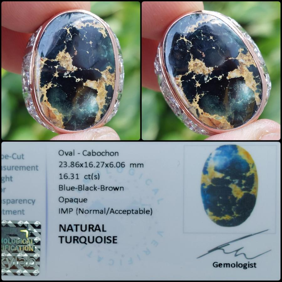 Natural Turquoise Persian Blue Gems Batu Permata Pirus Persia Hitam Asli Garansi
