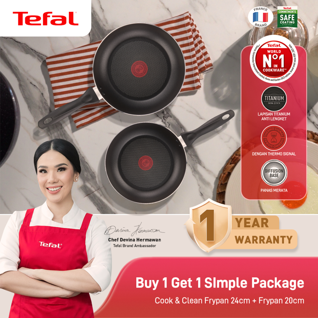 B1G1 Tefal Wajan Anti Lengket Set 2 PCS / Penggorengan / Frypan / Pan - Simple Cooking Set