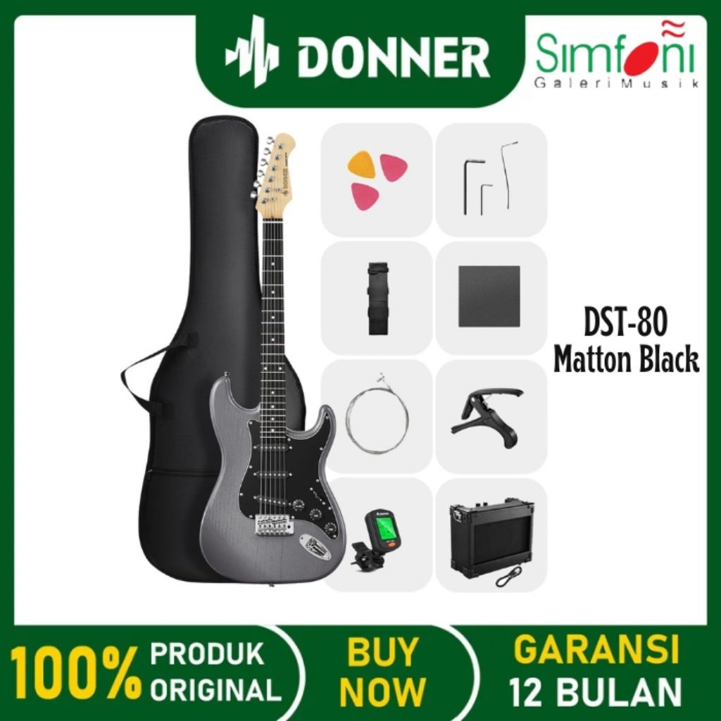 DONNER DST-80 MATTON BLACK Electric Guitar Gitar Elektrik