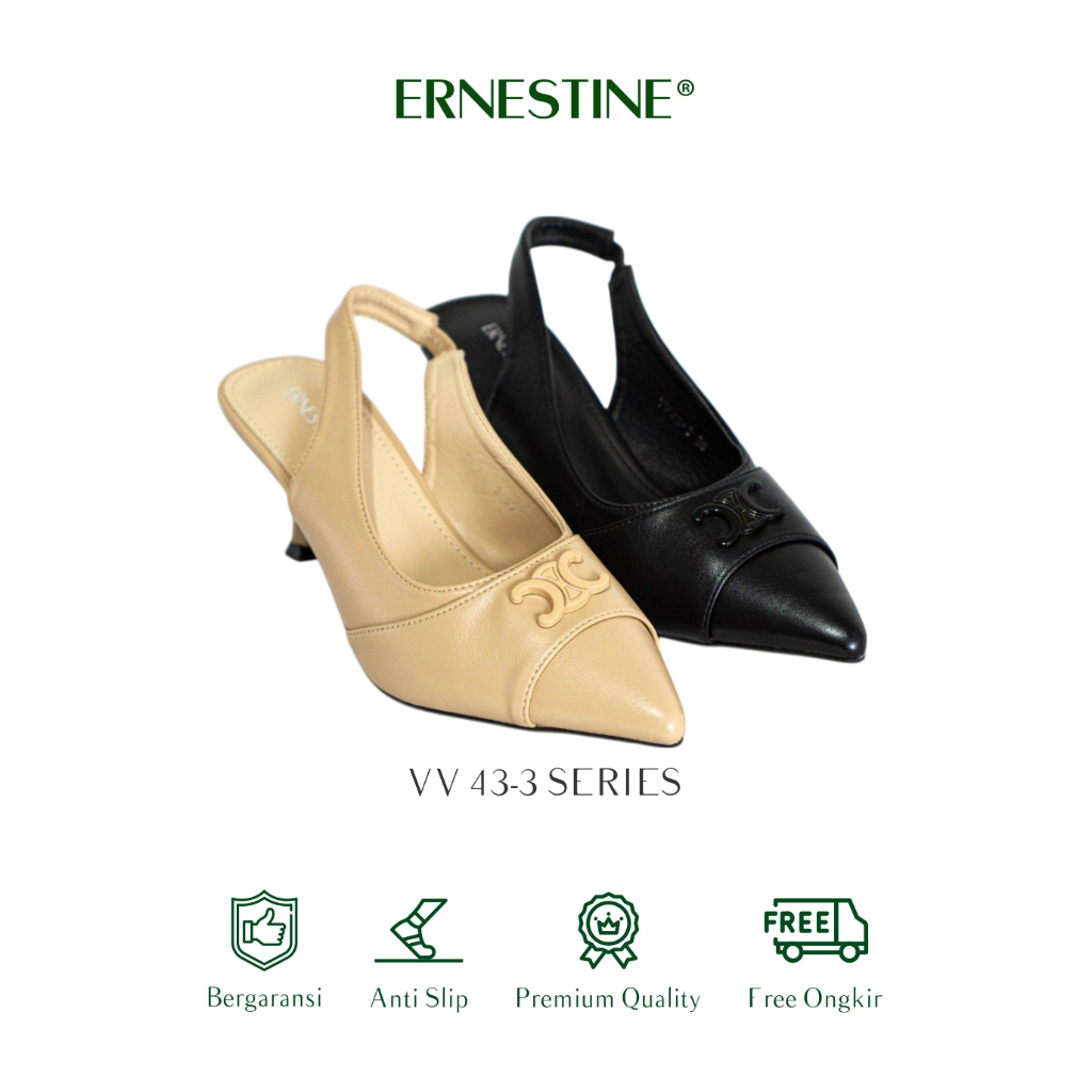 [BUY 1 GET 1 FREE] Sandal Heels/Pesta Wanita Hak 5 cm, Type VV 43-3 Ernestine Collection