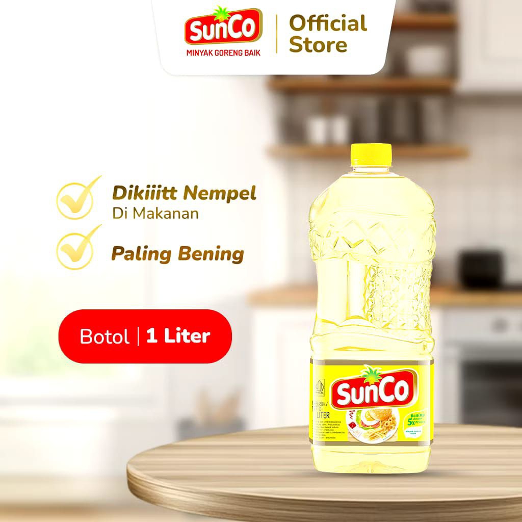 

Minyak goreng Sunco 1 liter botol ready