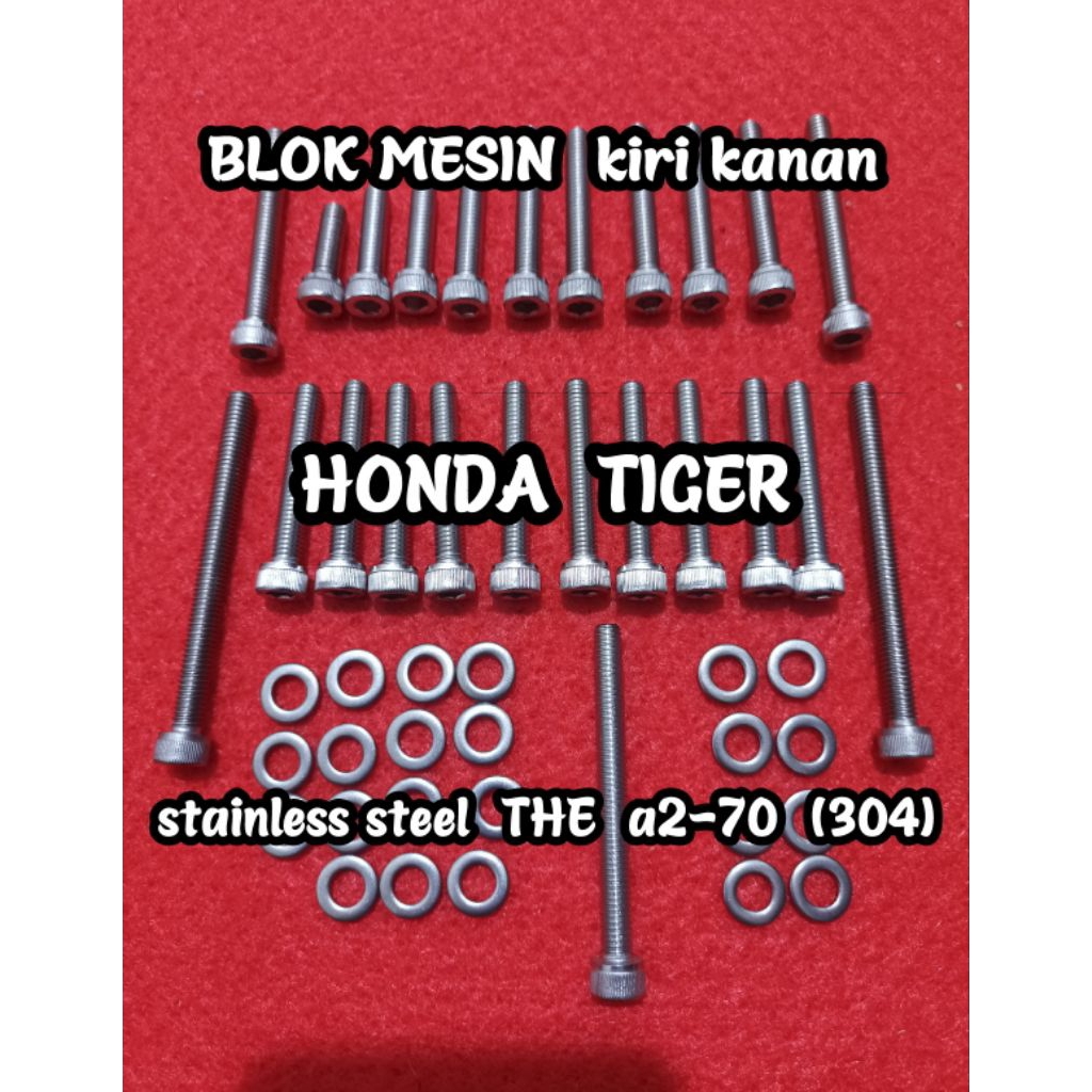 Baut Baud Blok Mesin Set Honda Tiger Stainless