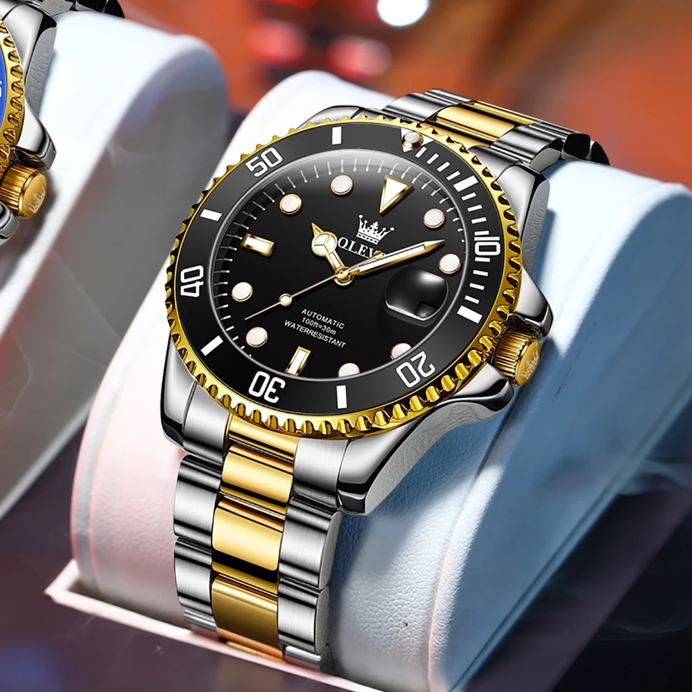 OLEVS Water Ghost Jam Tangan Pria Automatic Mechanical Watch Waterproof Stainless Steel Men Watch