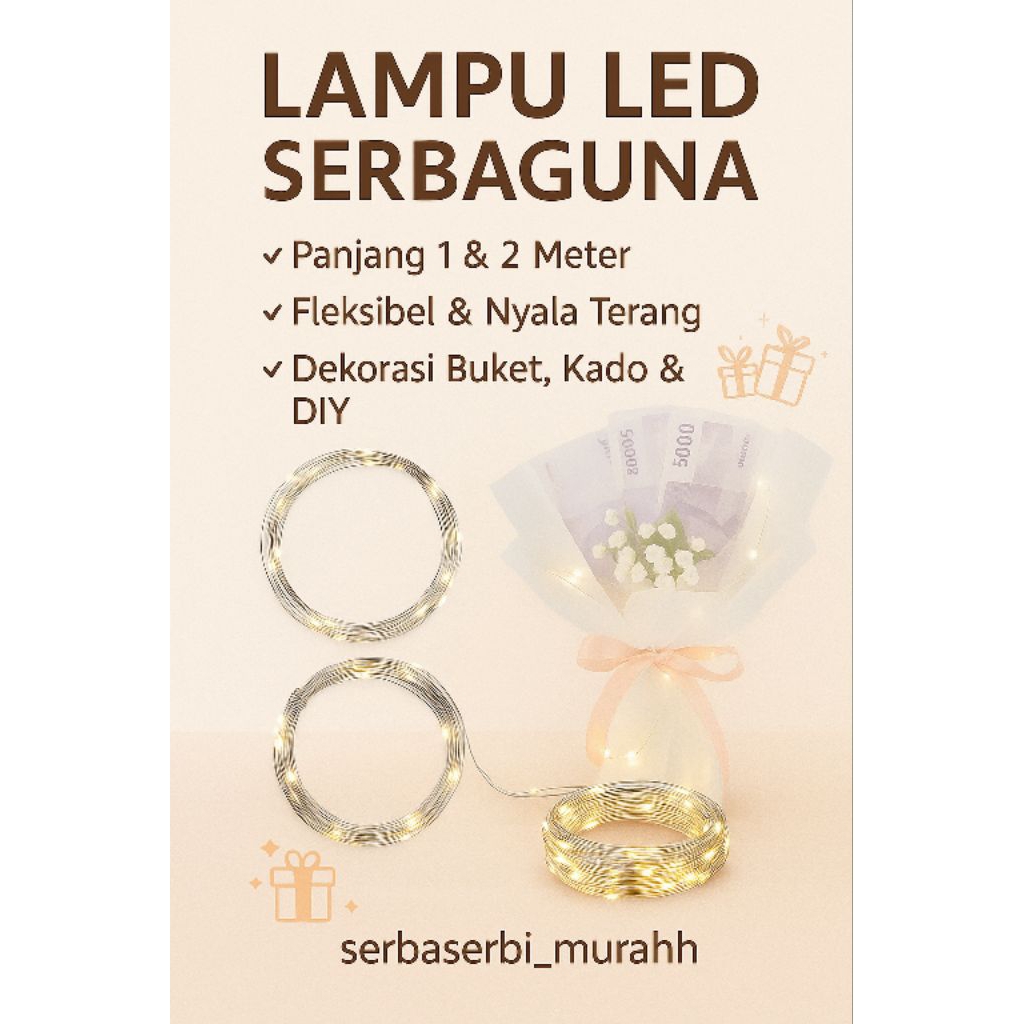 ￼Lampu LED kedip kawat 1 meter dan 2 meter