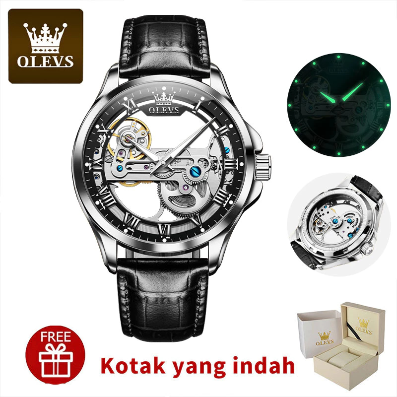 OLEVS Jam Tangan Pria Automatic Anti Air Kulit