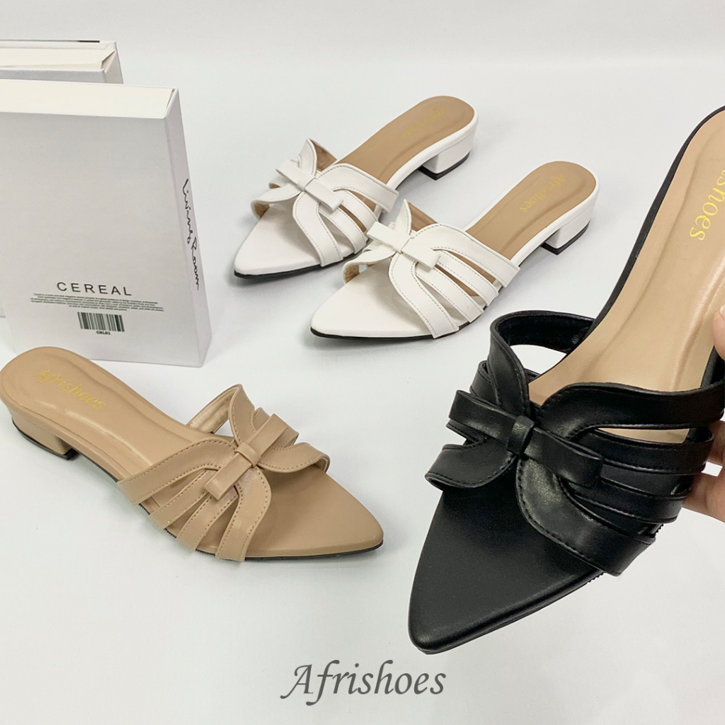 Afrishoes - Claria Sandal Heels Wanita 3cm Ujung Lancip Terbaru