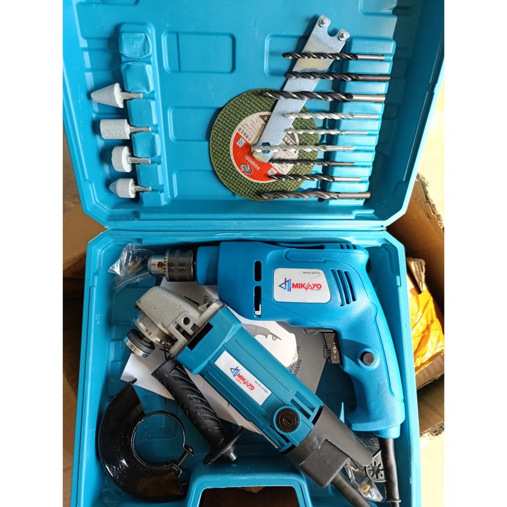 PROMO... Mesin Gerinda Tangan dan Mesin Bor Listrik 13mm Set Gerinda dan Bor Paket Bor Gerinda Free 