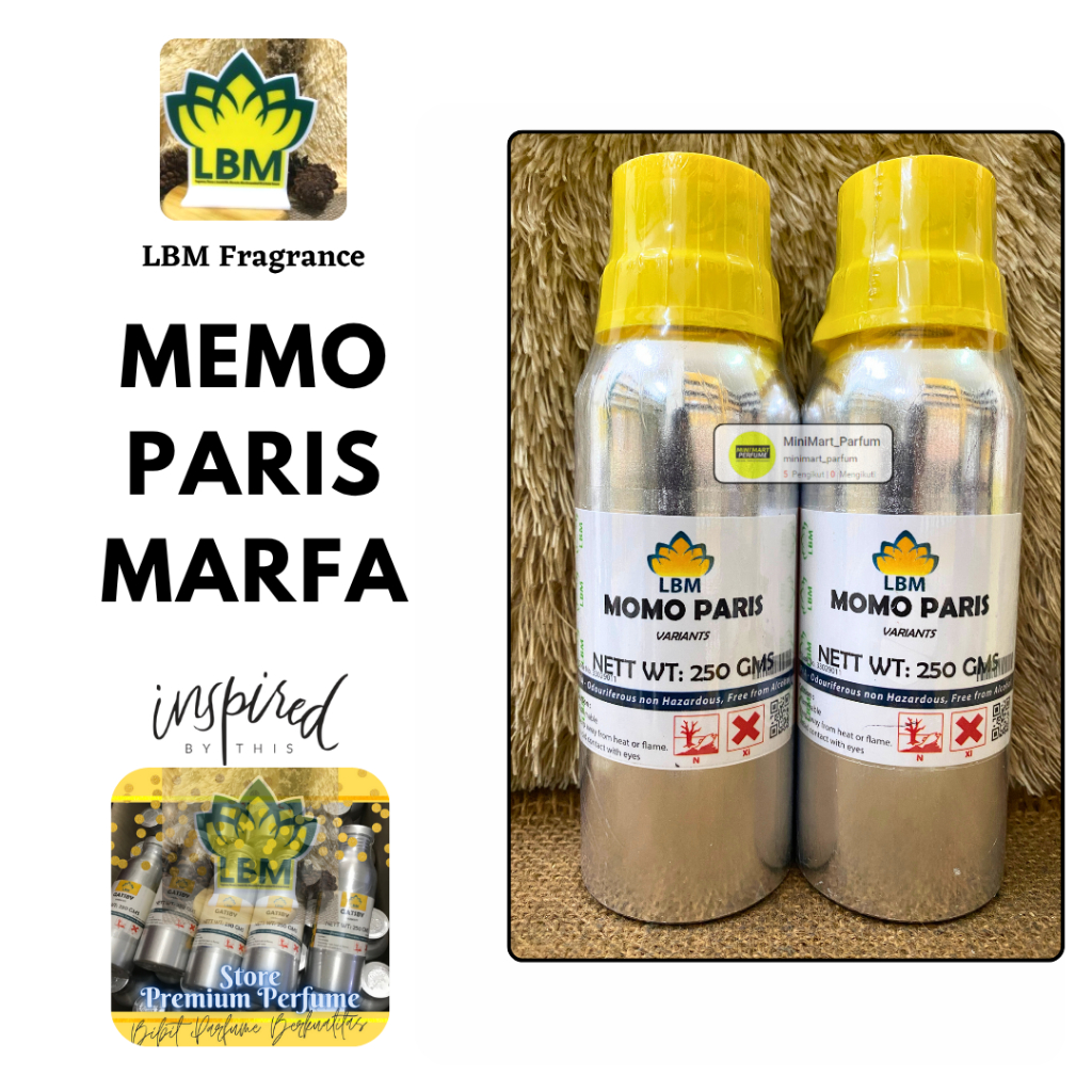 Bibit Parfum LBM - MEMO MARFA PARIS Berkualitas 250 ML Alumunium SEGEL LBM Fragrance - Biang Minyak 