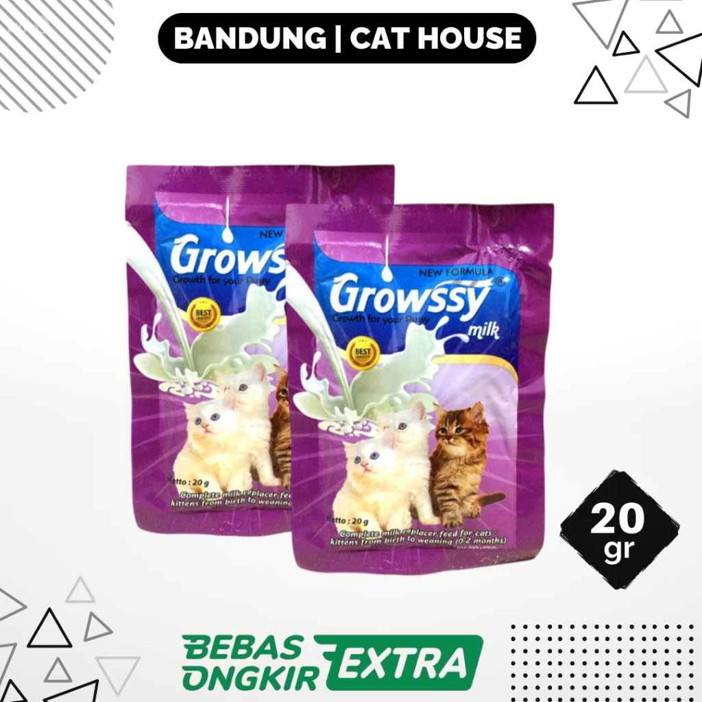 Susu Kucing Growssy Milk Sachet 20 Gr Susu Kitten Adult Anak Kucing Dewasa Minuman Bayi Kucing