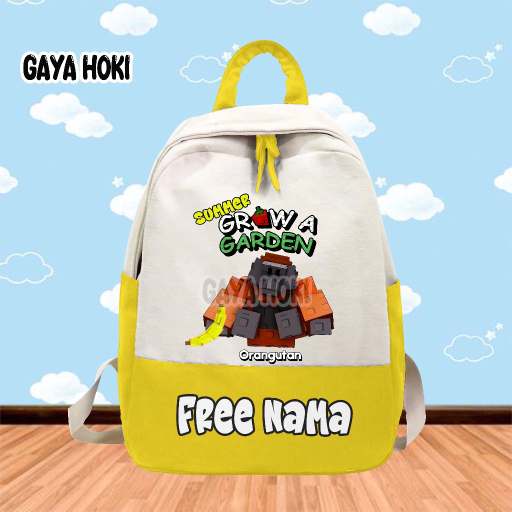 [FREE NAMA] Tas Ransel Tas Anak Sekolah TK/SD Gambar SUMMER GROW A GARDEN KARAKTER ORANG UTAN PISANG
