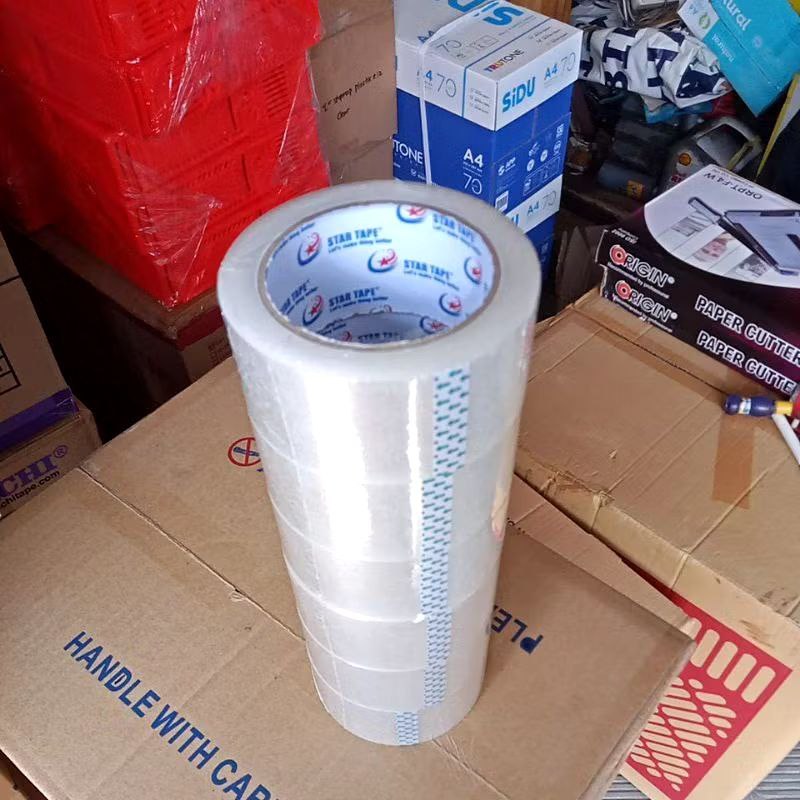 

Isolasi Lakban Bening skypack / lakban coklat 45mm x 90 Yard / Star Tape Clear Transparan / lakban fragile/seikimori isolasi perekat