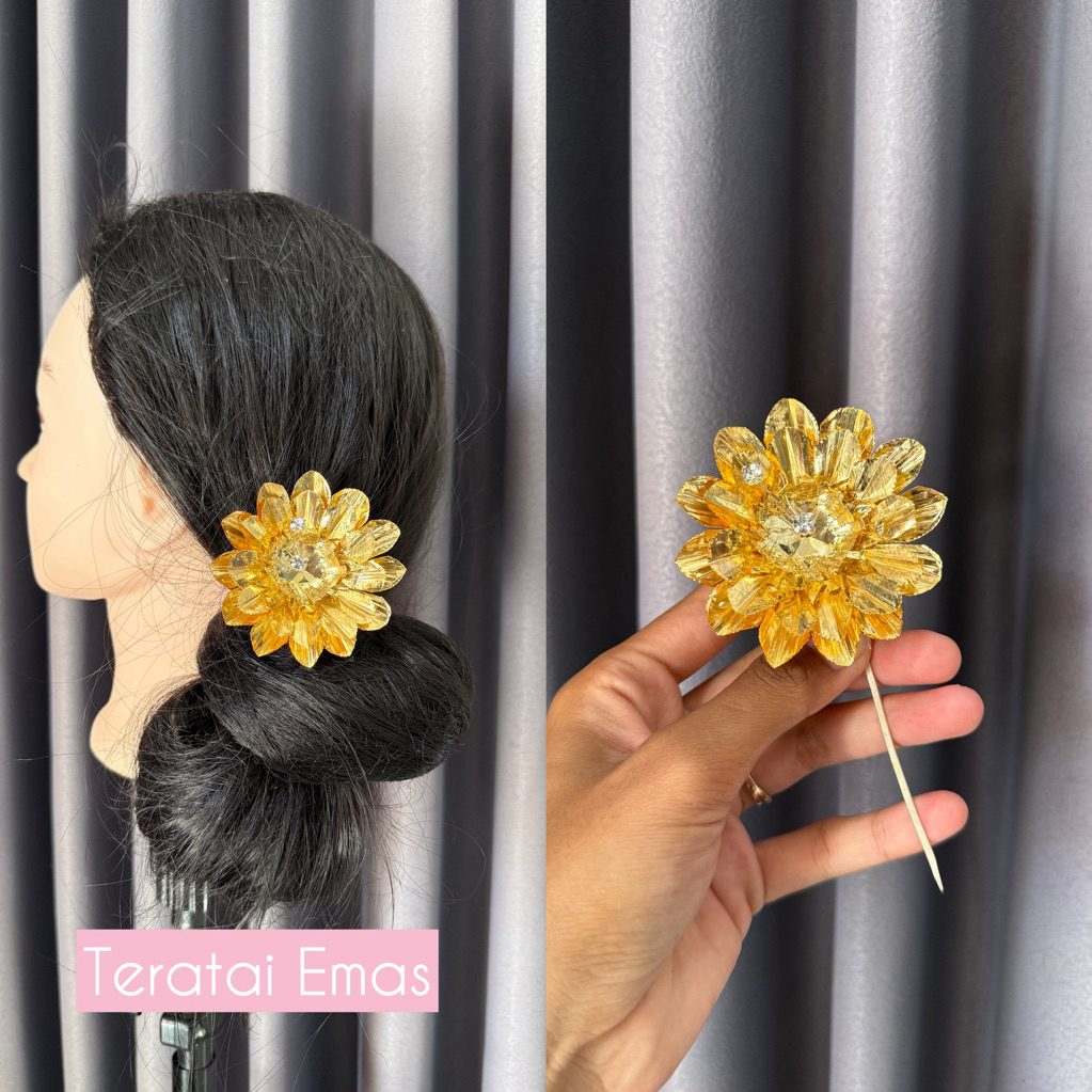 cucuk teratai emas premium hiasan sanggul