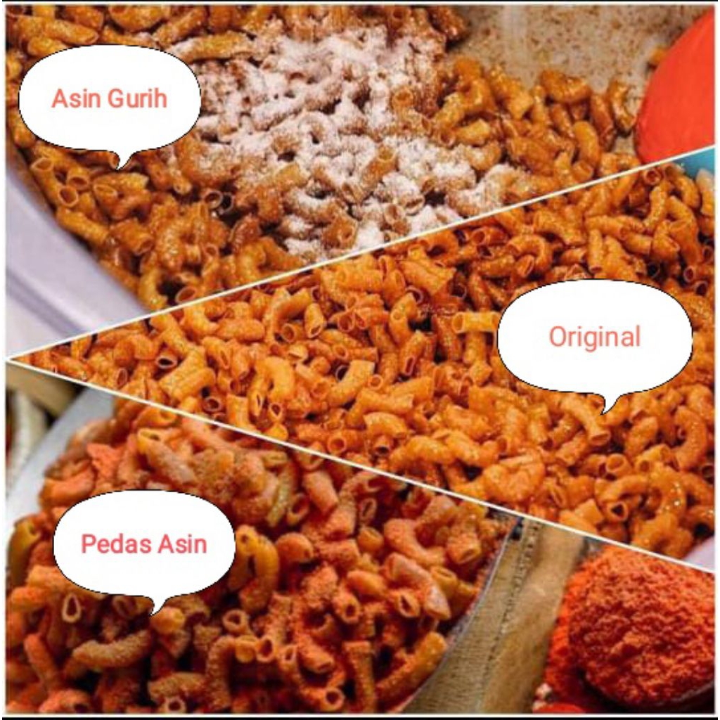 

Makaroni Pedas Asin 70 gr / Makaroni Bantat / Makaroni Pedas