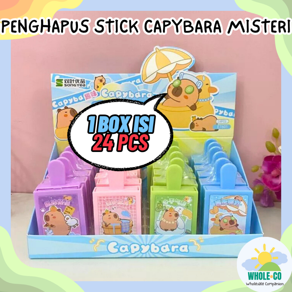 

(1 Box Isi 24 Pcs) Penghapus Stick Capybara Misteri Ice Cream Premium Hewan Kapibara Pastel Lucu Unik Termurah Grosir Cod