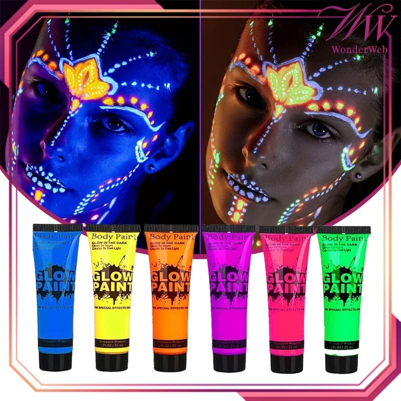 

6pcs 25ml Body Face Painting Glow In The Dark Painting Cat Wajah Cat Makeup Wajah Body Painting Wajah