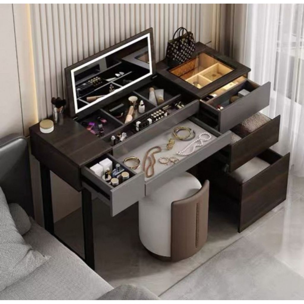 meja rias modern minimalis lampu led Vanity mirror lampu led