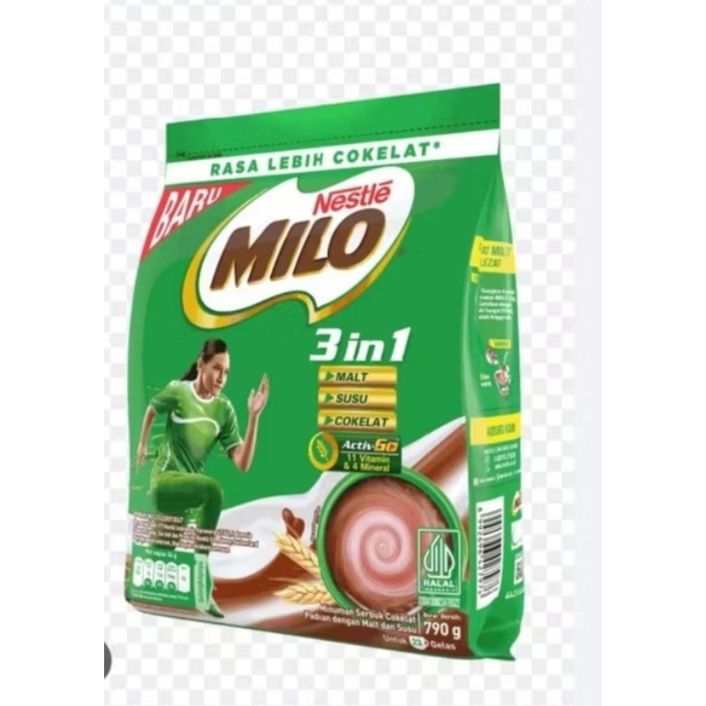 

Milo 3 In 1 ( 1 pack isi 2 renceng x 9 sachet ) @34g