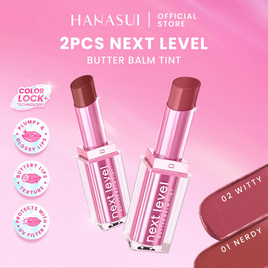 [Twinpack] Hanasui Next Level - Blurry Tint Bouncy Blush Butter Balm Liplast Cream Lip Tint Tahan La