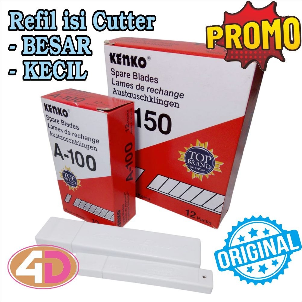

PROMO ISI CUTTER BESAR KENKO ISI CUTTER KECIL, REFIL ISI CUTER BESAR DAN KECIL 1 BOK (12 PCS)