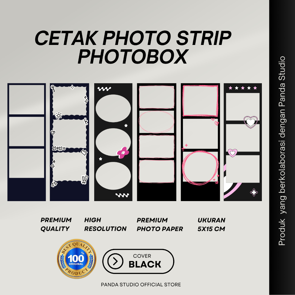 Cetak Photo Strip Photobox Photobooth (5x15cm) Free Template Frame
