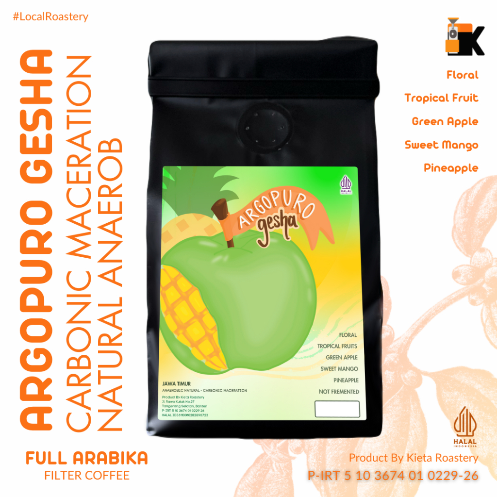 

Kieta Roastery - Biji Kopi Argopuro Gesha 100% Arabika 100g-200g / Bubuk Roasted Coffee Bean Filter Single Origin