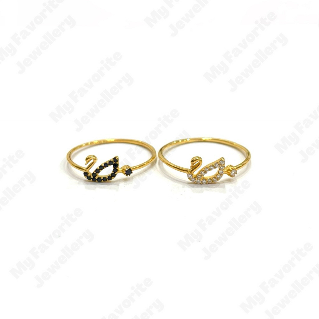 Cincin Angsa Swan Permata Simpel Uk11 Uk17 Uk18 EMAS ASLI Kadar 700 16K