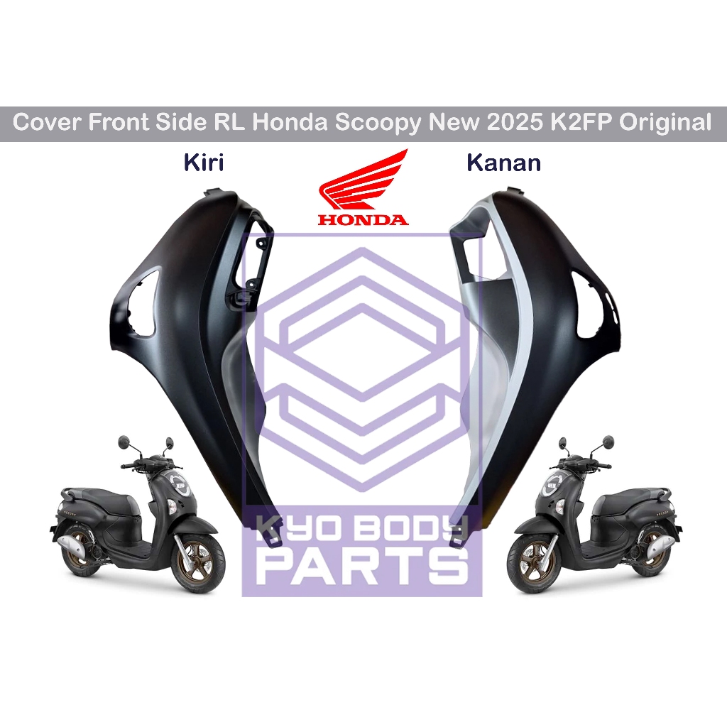 Cover Body Samping Depan Scoopy 2025 Cover Sayap Scoopy New 2025 Kanan Kiri Hitam Doff Original