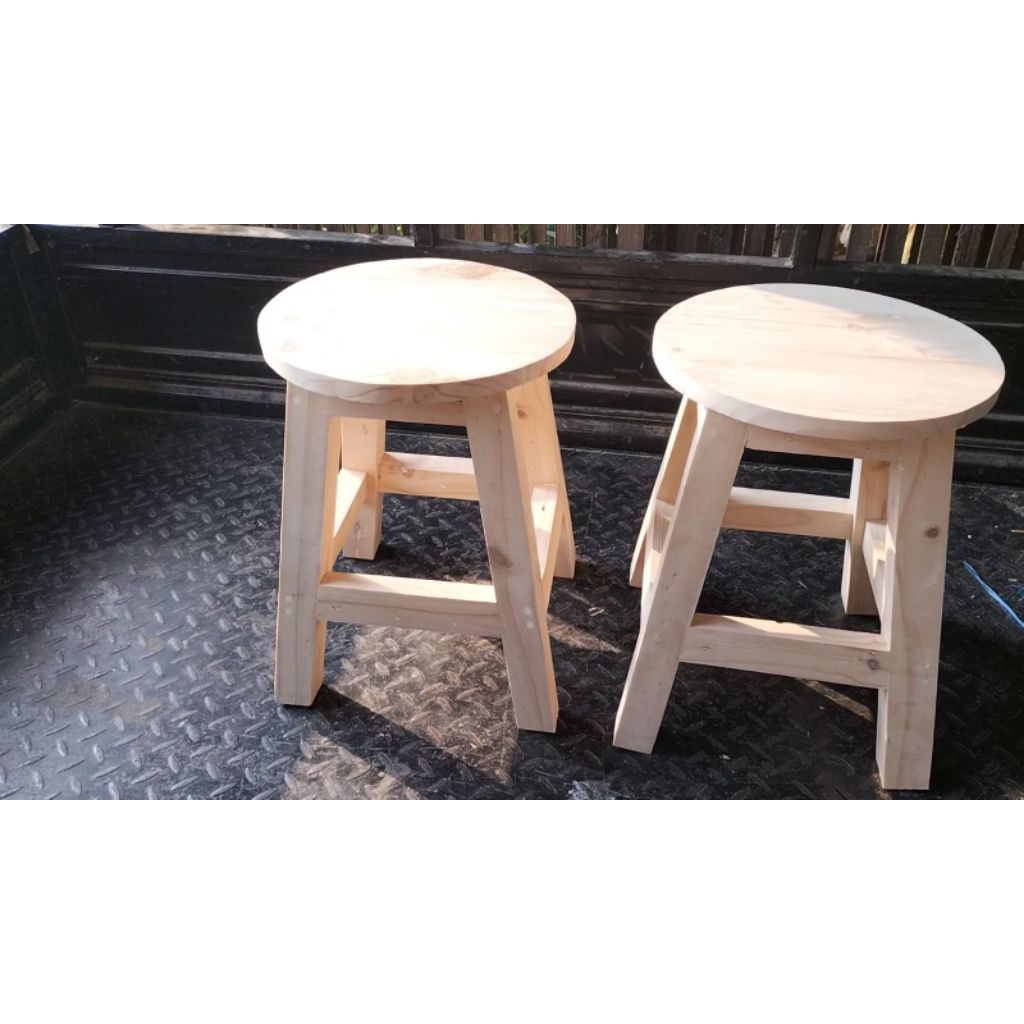 KURSI JONGKOK BULAT DIAMETER 30 KAYU JATI BELANDA