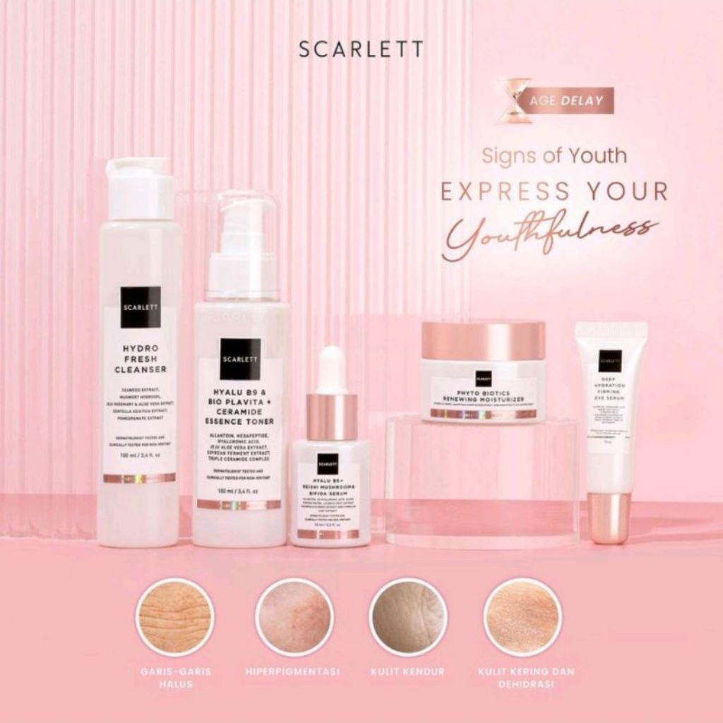 Scarlett Whitening Age delay/paket anti aging series per pcs by Felycya Angelista - Hydro Fresh Clea