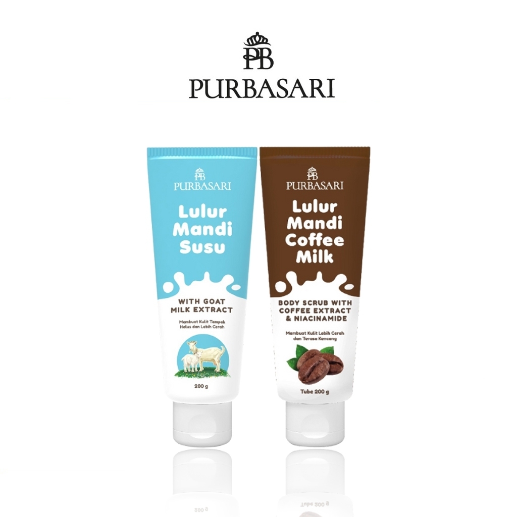 PURBASARI LULUR MANDI SUSU KAMBING/COFFE MILK TUBE 200 GR / LULUR PEMUTIH WHITENING PENCERAH